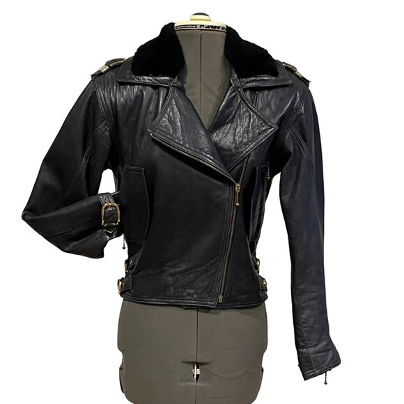 Rare Vintage BEGEDOR ITALIA Black Leather Jacket Women's Size 2 - Picture 10 of 16
